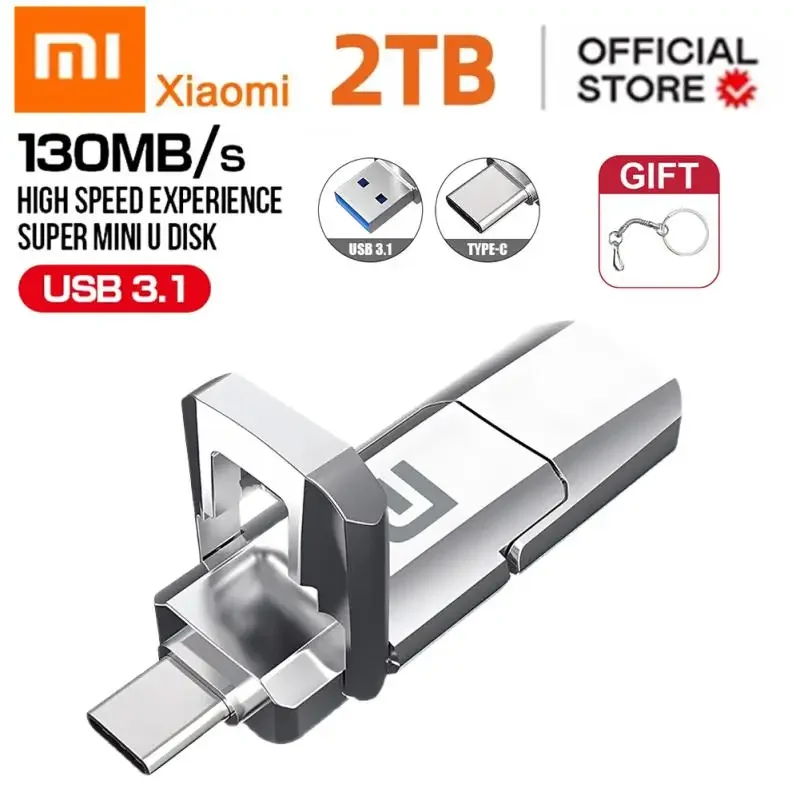 Xiaomi 2TB Type-c 3 In 1 High Speed Pen Drive USB 3.0 Flash Drive Mobile Storage Waterproof USB Stick 1TB For Laptop PC