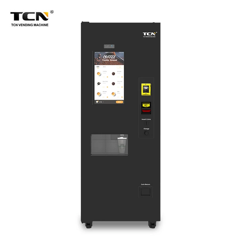 TCN Coffee Machine Vending With Coffee Bean Cup Dispenser Wholesale Double Head Coffee Machine Vending Public