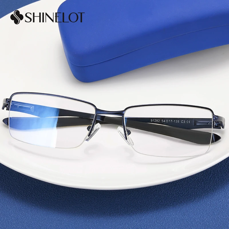 91282 إطار نظارات معدني مستطيل لحماية العين بإطار ضيق للرجال وصل حديثًا نظارات أنيقة