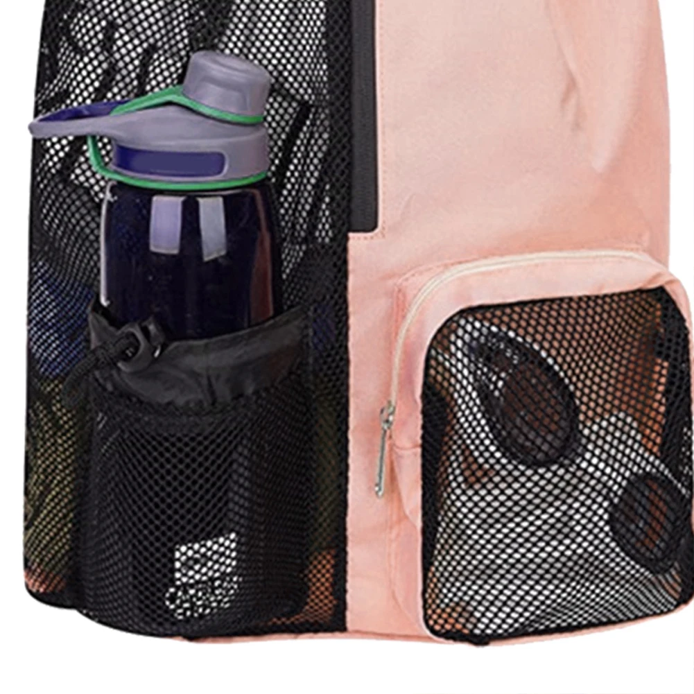 

Sports Backpacks Drawstring Basketball Bag Thickened Mesh for Training (Black)