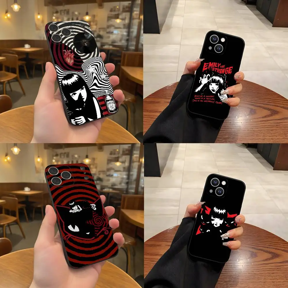

E-Emily The Strange Phone Case For iPhone 17,16,15,14,13,12,11,Pro,Max,Plus Black Shockproof Soft Cover