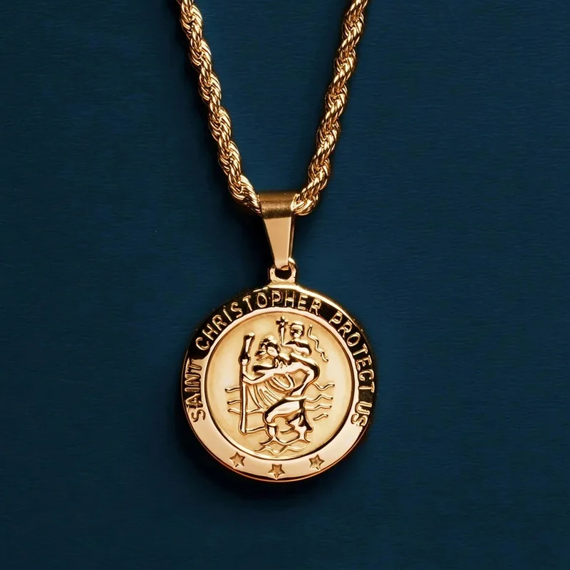 Stainless Steel Ancient Greek Statue Pendant Necklace for Men Travel Protection Charm Daily Wear Fashion Jewelry Gift for Him