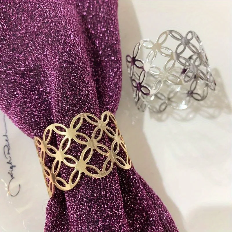 6pcs Elegant Napkin Ring - Perfect for Weddings and Other Occasions - Table Decoration and Home Kitchen Table Setting