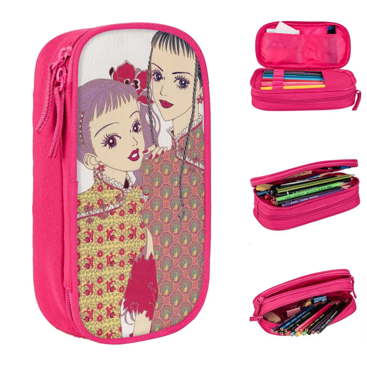 Estuche de lápices de Anime de moda para estudiantes, caja de bolígrafos de Manga, bolsa de gran capacidad, regalo escolar