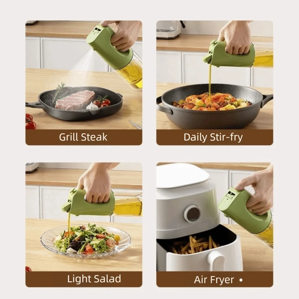 

Practical Glass 2 in 1 Oil Sprayer Dual-Use 400 ML Olive Oil Storage Bottle Leak-proof Automatic Lid Vinegar Container Kitchen