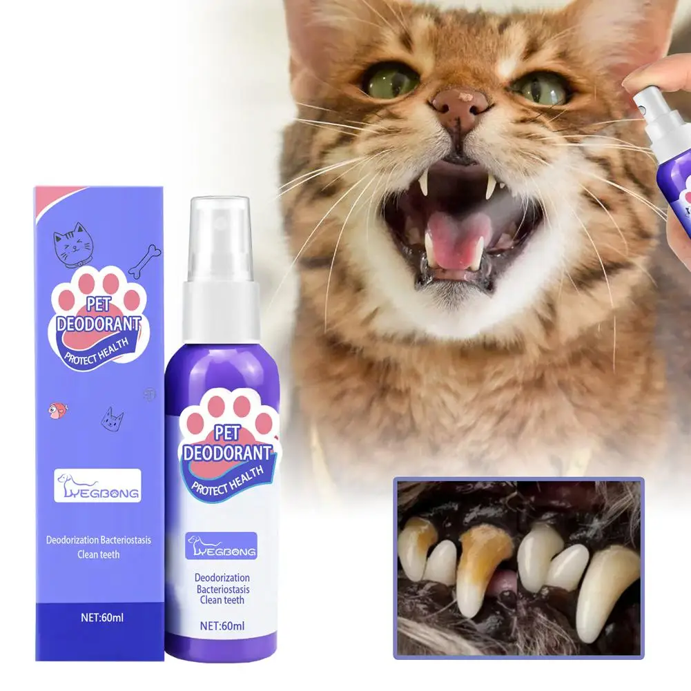 60ml Pet Dog Teeth Clean Deodorant Safe Digestible Formula Oral Cleaning Spray Pet Supplies For Dogs Cats