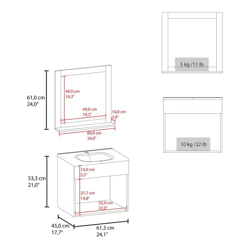 خزانة مرآة حمام بيضاء مثبتة على الحائط مع رفين للتخزين #3
