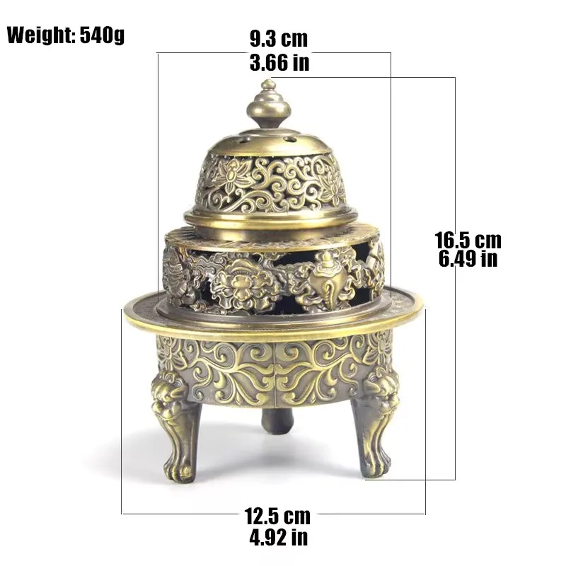 Multifunctional Tibetan Incense Cones, Tripod Alloy, Buddhist Desktop Decoration, Meditation Temples, Aromatherapy Stove