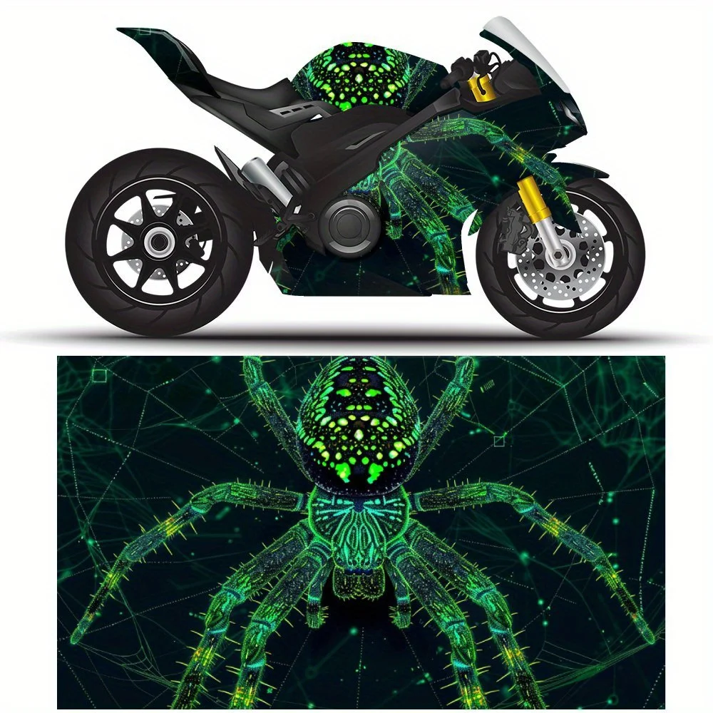

Fantasy Fluorescent Spider Print Motorcycle Full Wrap Stickers Decorative Motorcycle Race Color Change Decal Film Protect Waterp