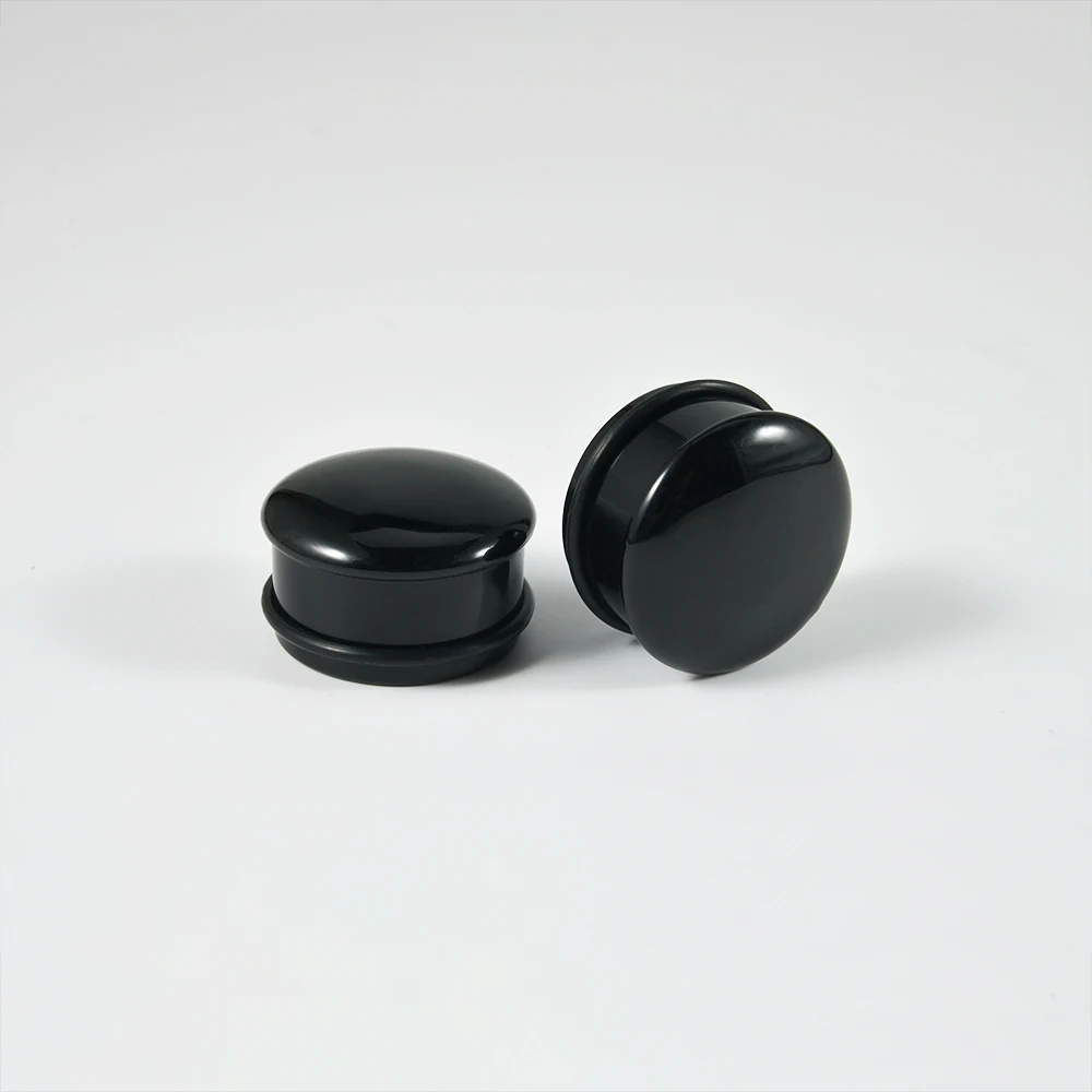 1Pai Black Obsidian Stone Single Flared Ear Plug Polished Convex Surface Solid Cat Eye Ear Expander Gauge Piercing Jewelry 2G-1\