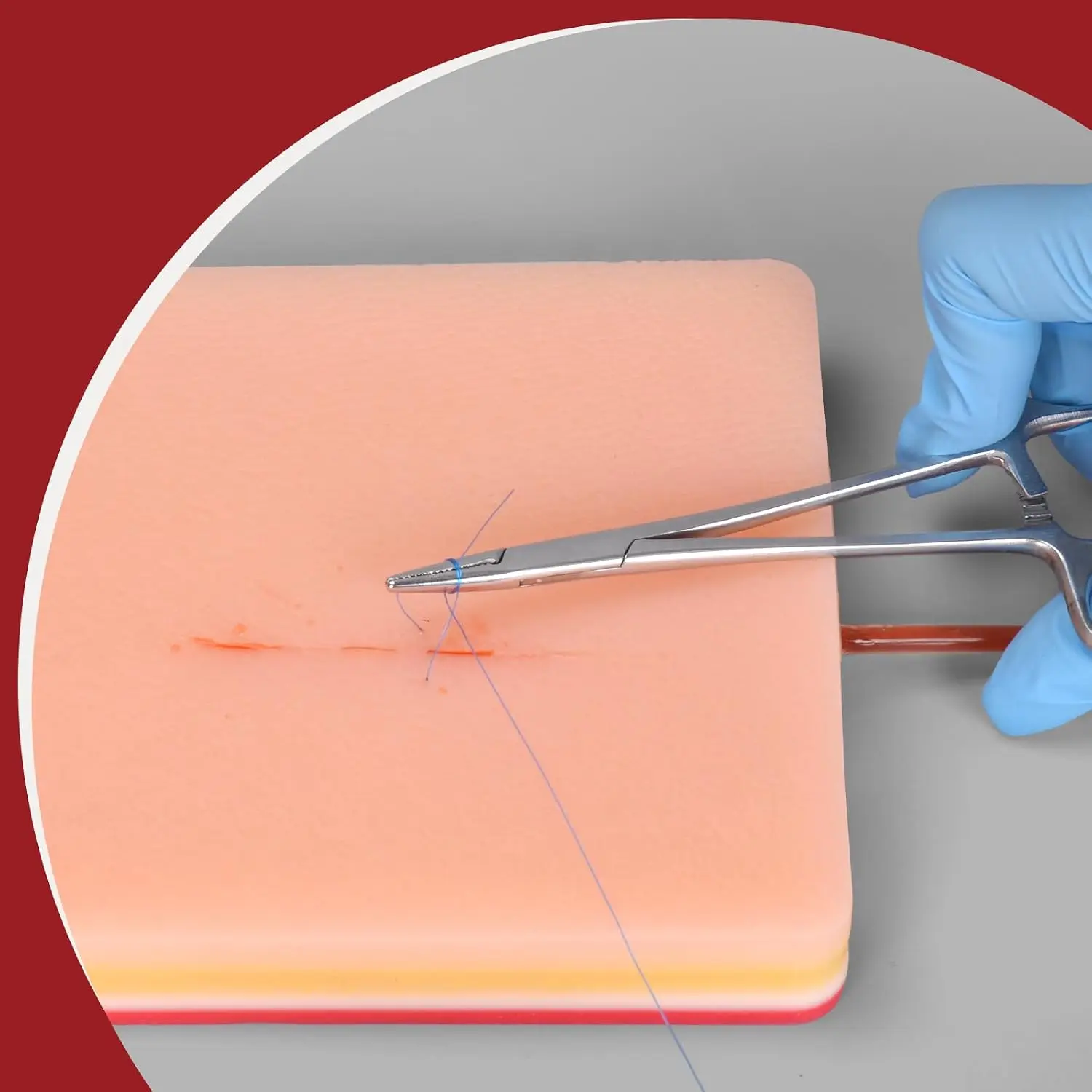 Bleeding Suture Practice Pad Kit Simulated Blood Vessels Knot Tying Incision Closure Suture Removal for Medic Student Train Only