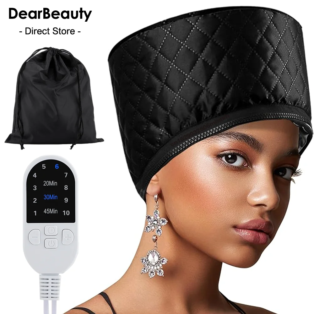 

Portable Electric Thermal Hat 10-Level Heat Electric Hair Cap 3 Timer Settings Electric Hair Steaming Cap for Salon SPA Home Use