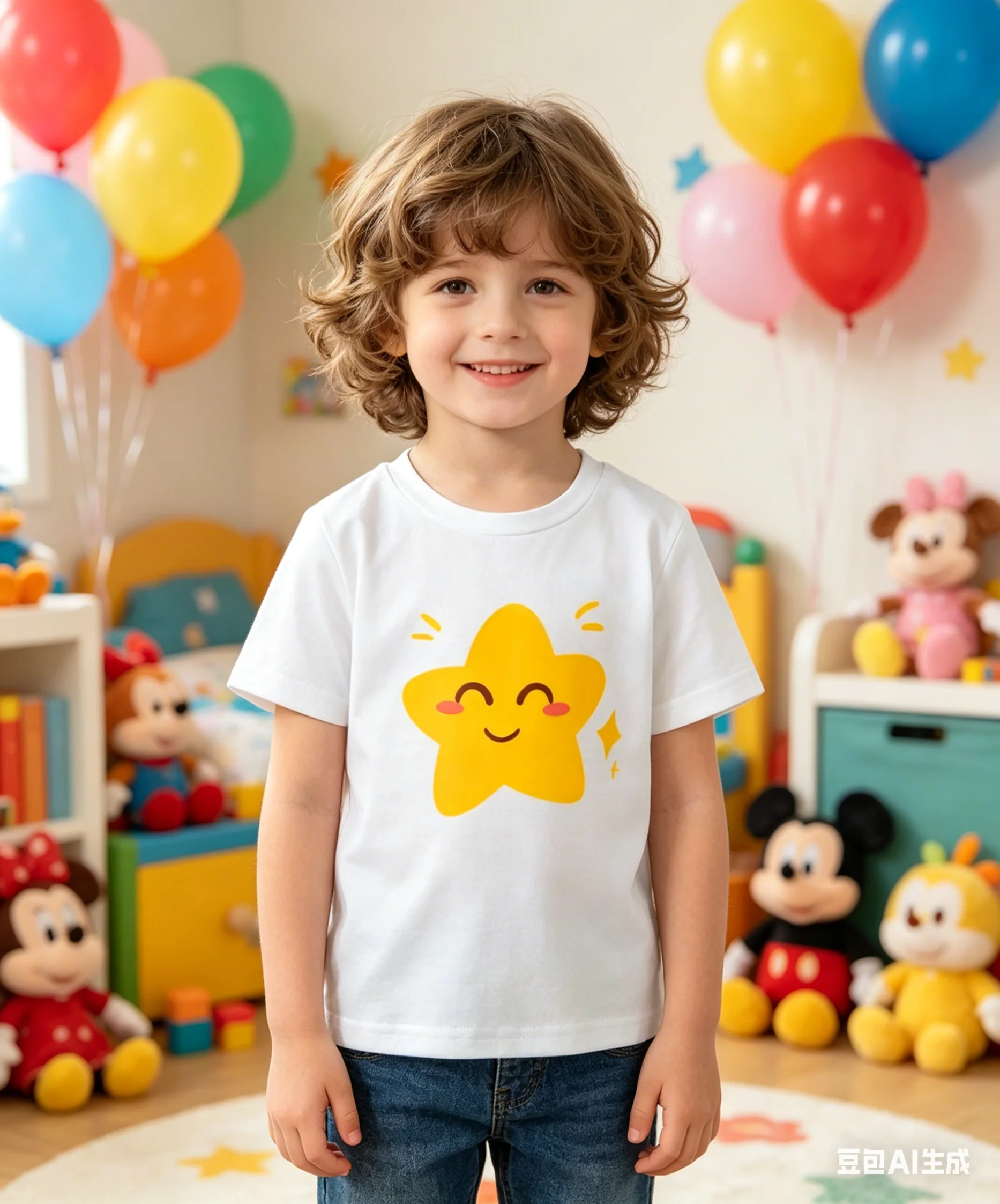 Children's Cute Star Print Short-Sleeved T-Shirt Casual Simple Style Summer Daily Wear for Kids Going out
