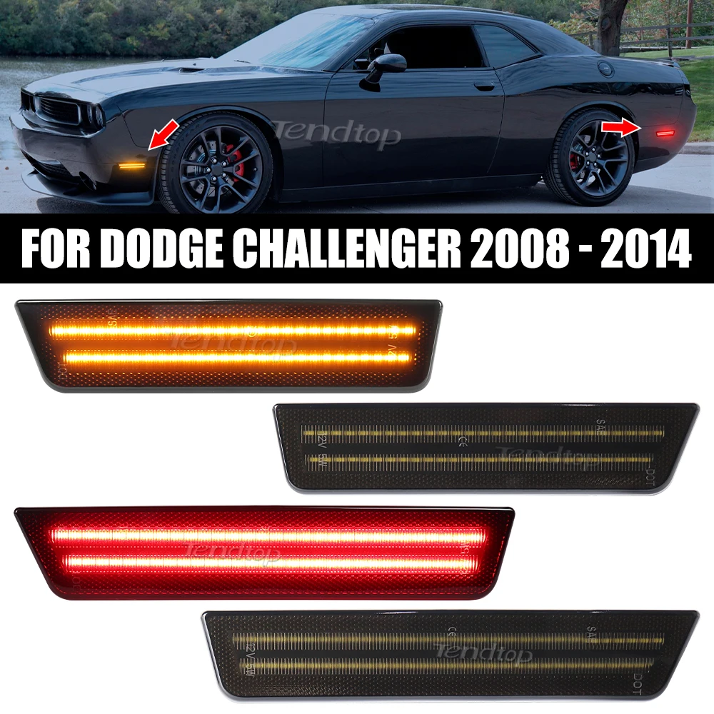 4x Car Front Rear LED Side Marker Light LED Side Fender Reflector Lamp For Dodge Challenger 2008 2009 2010 2011 2012 2013 2014