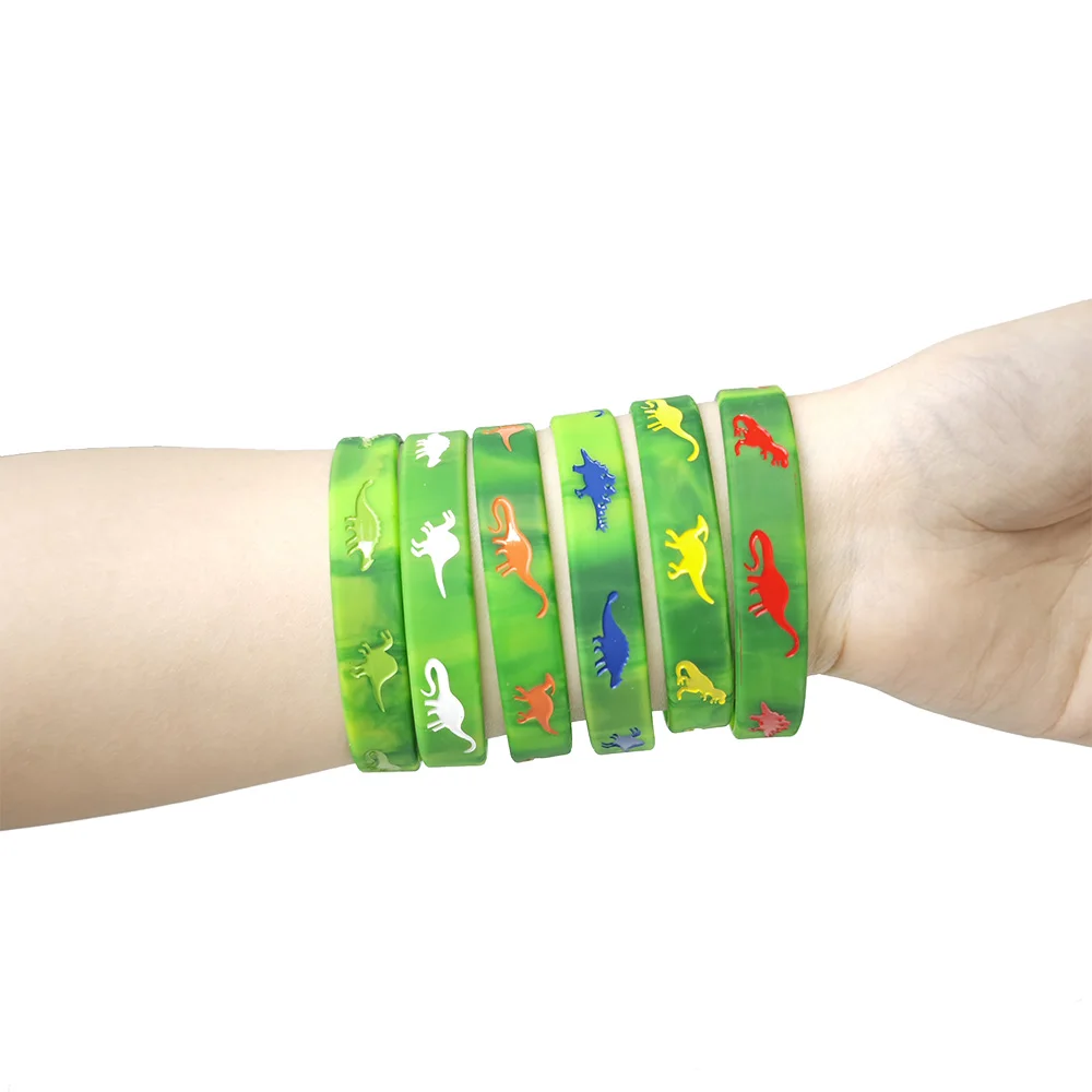 6/12/24/30pcs Dinosaurs Silicone Wristbands Dinosaurs Bracelets Jurassic Party Supplies for Dinosaurs Birthday Party Favors