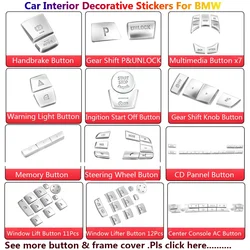 Chrome Button Stickers Cover Trim For BMW 5 6 7 Series X3 X4 X5 X6 F10 F07 F11 F01 F02 F06 F12 F25 Interior Hanbrake Accessories