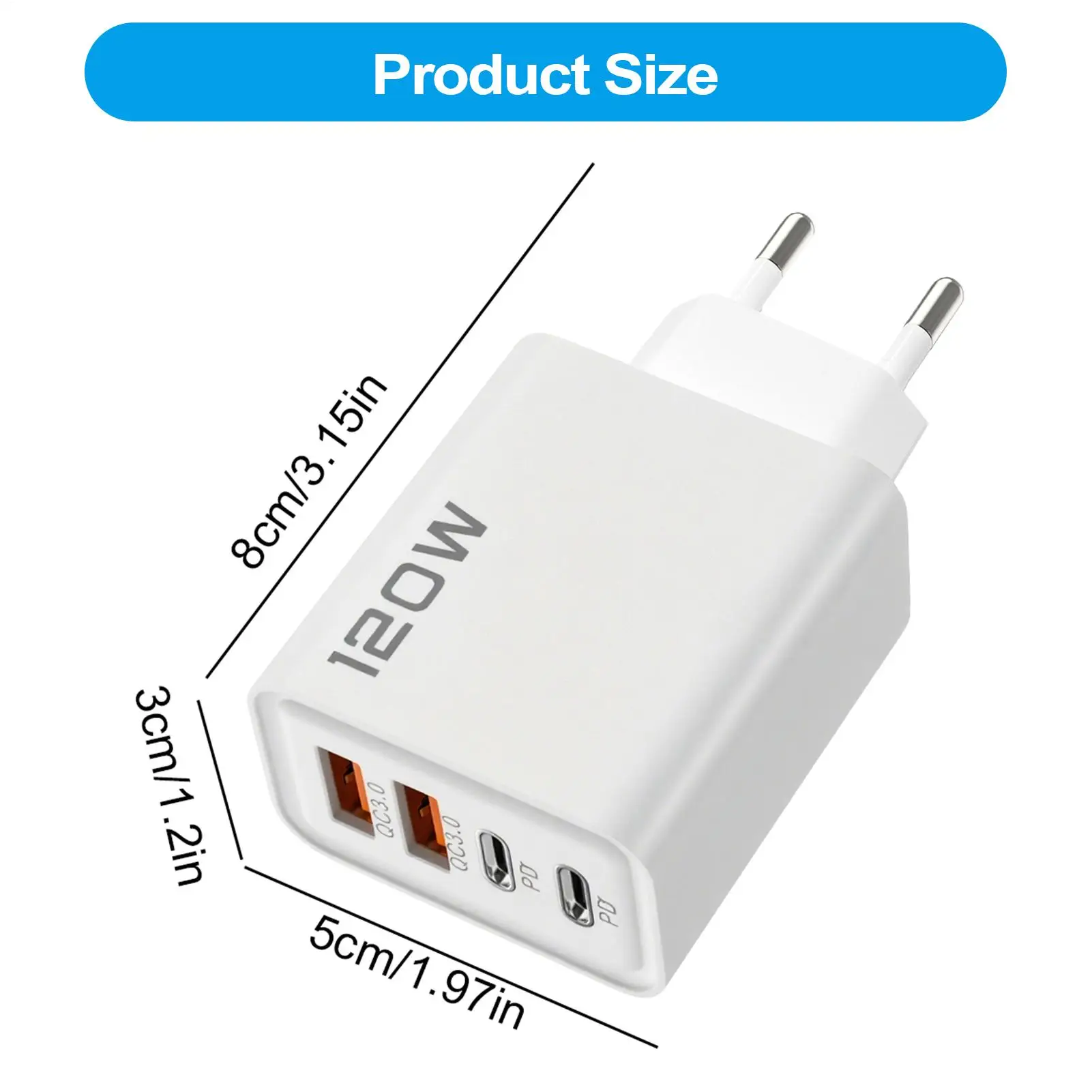شاحن Xiaomi 120W PD 4 منافذ USB C شاحن سريع الشحن من النوع C USB شاحن هاتف محول شحن سريع لهاتف Samsung iPhone Huawei