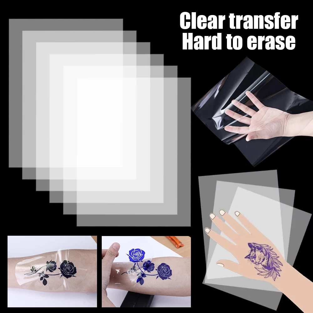 100/50PCS Tattoo Transfer Film Transparent Clear Pattern Thermal Tattoo Transfer Paper Film Paper Stencil Permanent Makeup