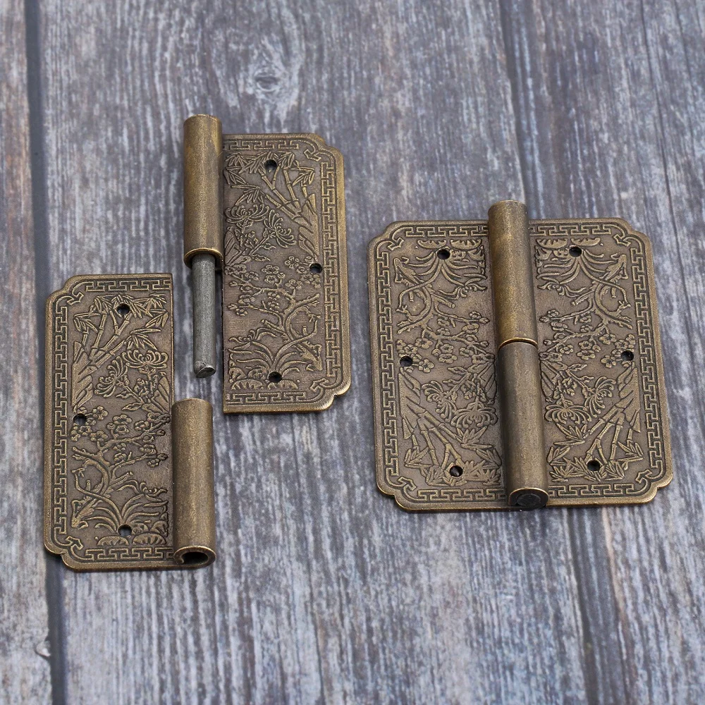 1Pc 60*50mm Right/left Retro Brass Furniture Hinges Cabinet Drawer Door Hinge Jewelry Box Hinge Hardware Fittings Antique Bronze