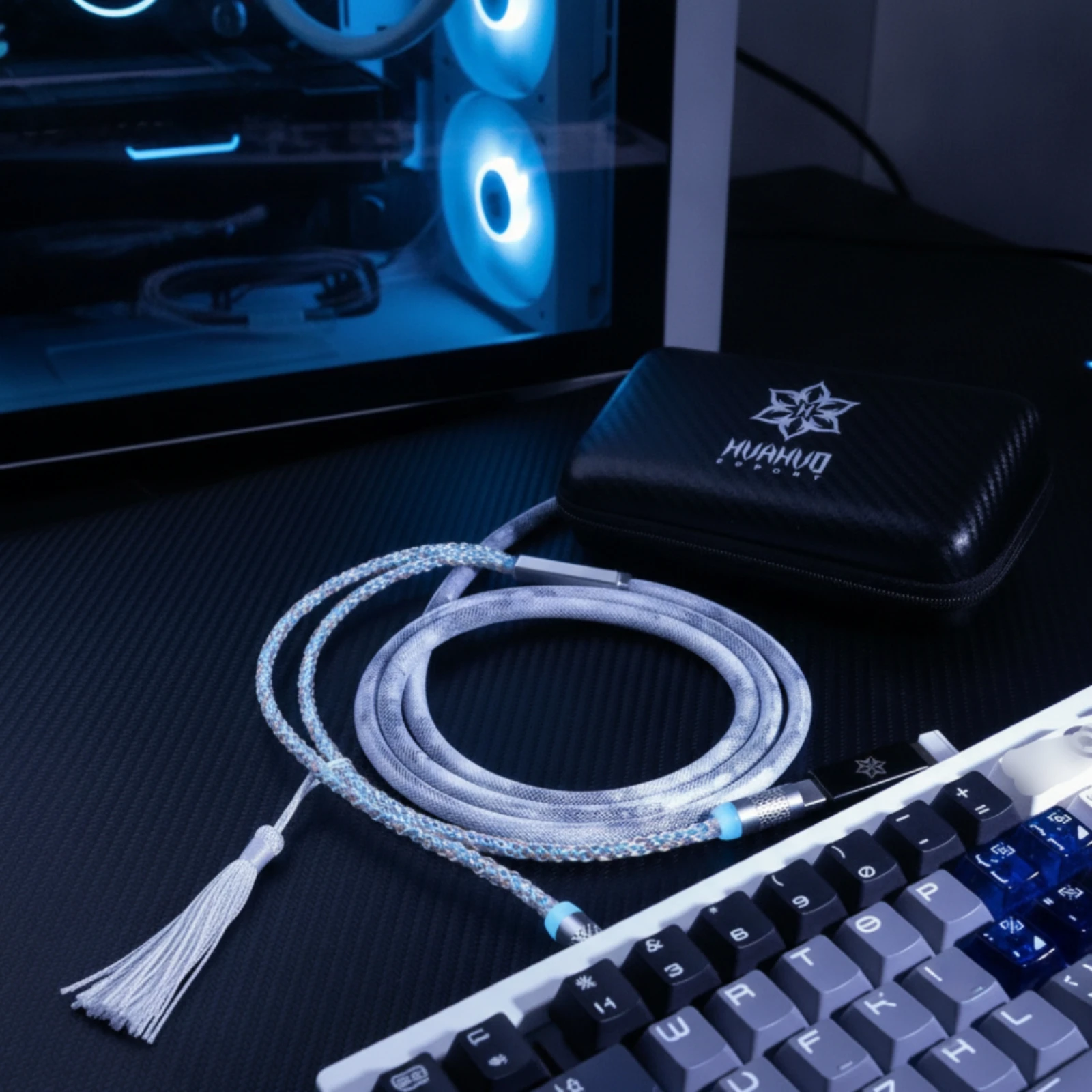 Keyboard Cable with Detachable Metal Aviator Space-Saving Keyboard Cable with Aviator Connector Secure Stable for Gamers