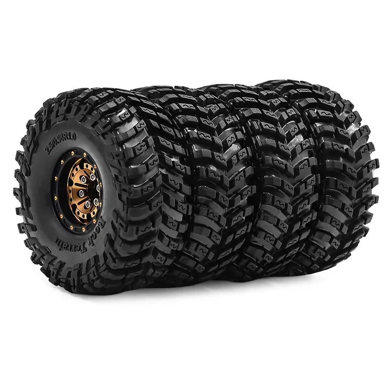 Black Coating Brass 1.0" Beadlock Wheel Tires Set for 1/18 RC Crawler Car Axial SCX24 AX24 TRX4M FCX24