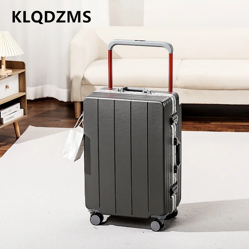 

KLQDZMS 20"22"24"26"28Inch Carry-on Travel Luggage Aluminum Frame Boarding Case ABS+PC Trolley Case Men's Rolling Suitcase