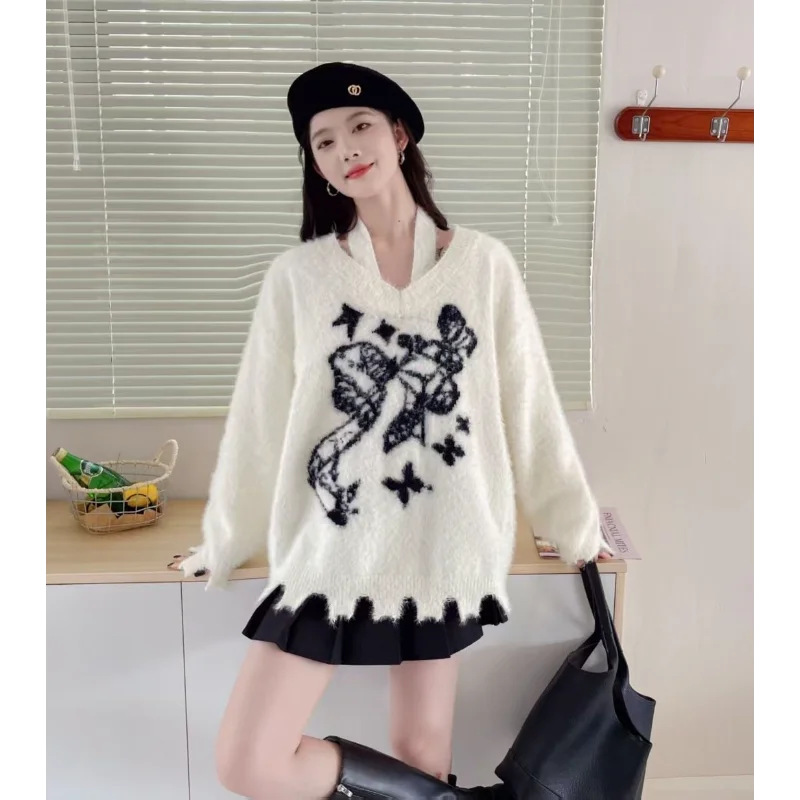 Fashion Neck Halter Commuter Versatile Knitted Sweater Tops