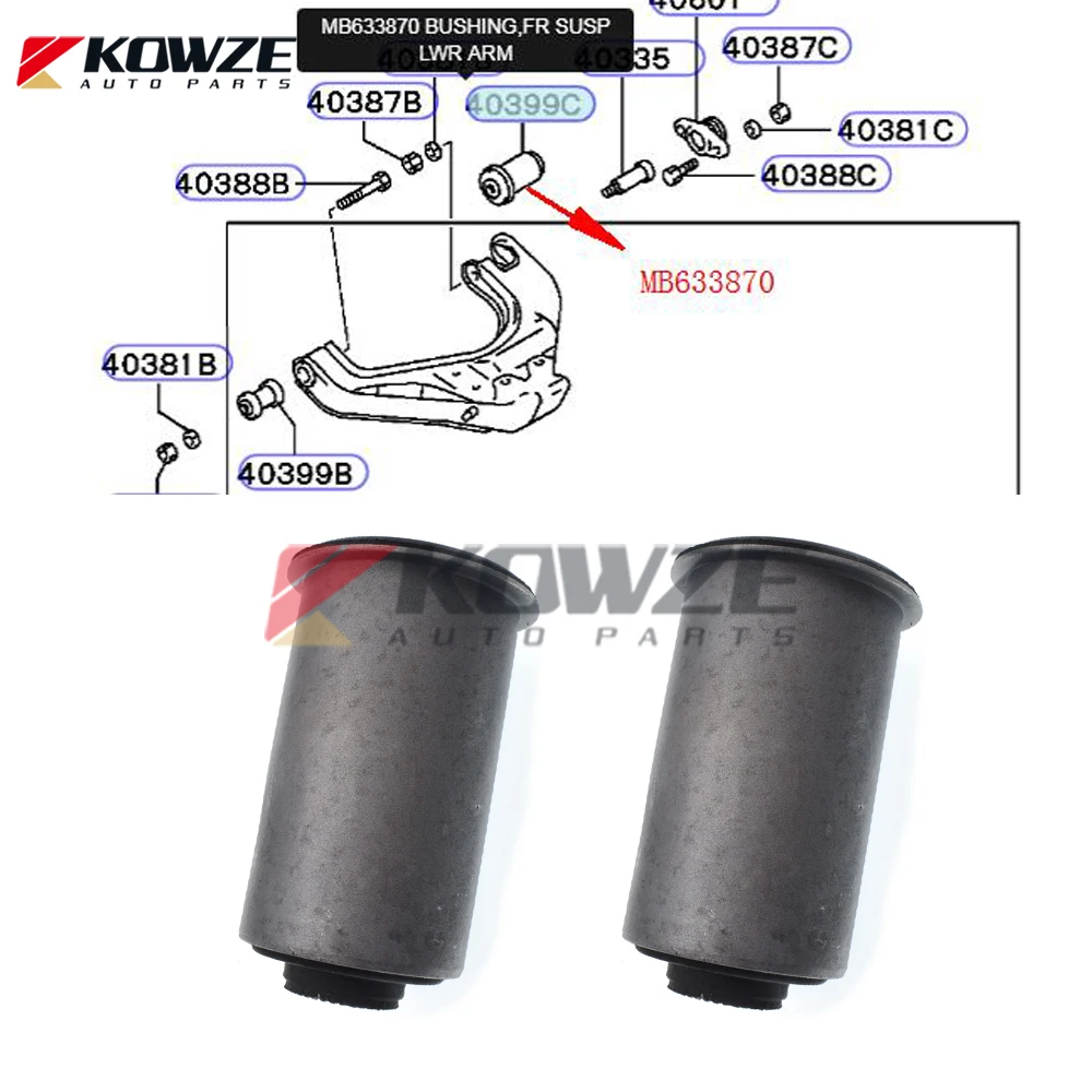 

2PCS Front Suspension Lower Arm Bushing for L200 K57 K66 K72 Pajero Montero II V31 V43 Nativa Sport I K86 K96 1997-2011 MB633870