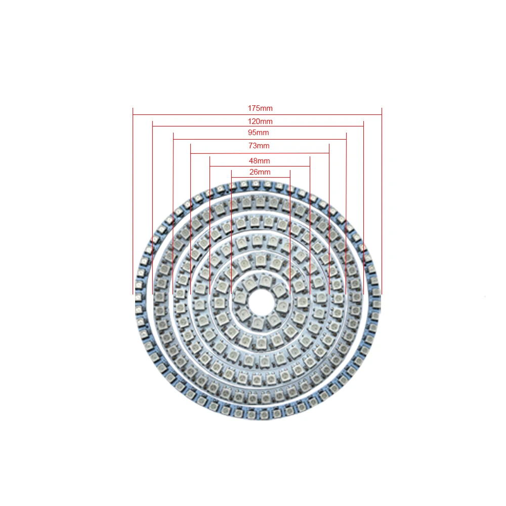 Imagem -03 - Anel de Pixel Led Endereçável 16 24 35 45 60leds Ws2812 5050 Rgb Led Anel de Diodo Cor ic Led Embutido Ws2812b