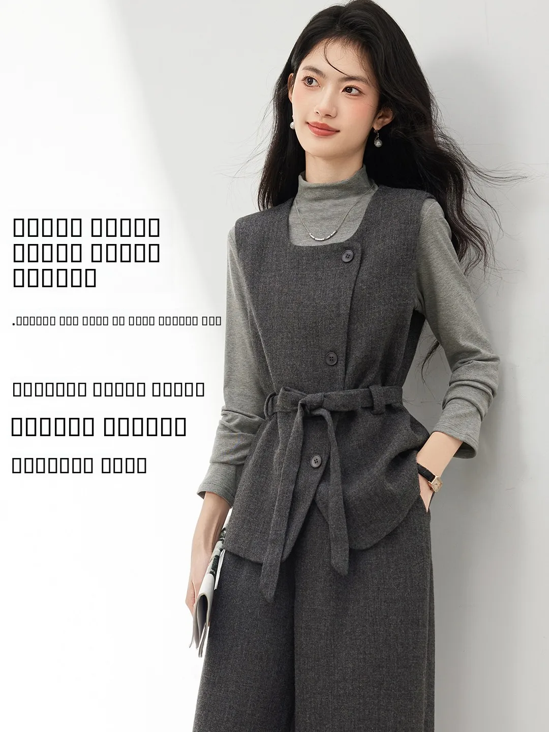 

Xin Fei Yu Faion Woolen Vest Women's Casual Commute Sle Autumn Winter New Arrival High Quali ort Length U-Neline