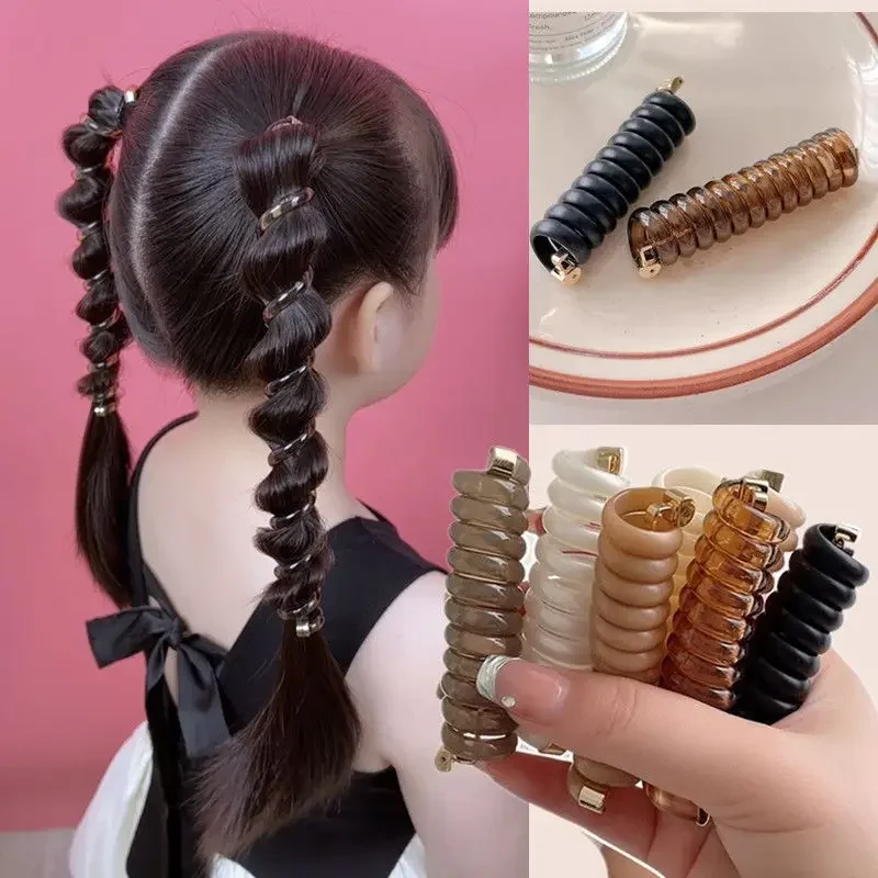 New Rubber Telephone Wire Spiral Braided Ponytail Holder Elastic Bands Bundle Scrunchies for Women Hair Accessories Headband