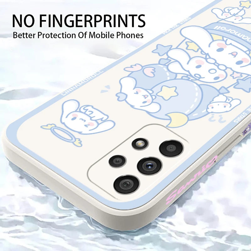 My Melody Cinnamoroll Sanrio For Samsung Note 20 10 A54 A31 A14 A03 A22 A34 A04 A24 Ultra Plus 5G Liquid Left Rope Phone Case