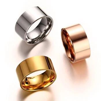 Mode 8mm Brede Glanzende Ring Voor Mannen/Vrouwen Rose Goud Kleur Rvs Anniversary Party Ring Charm Sieraden Anneau Groothandel