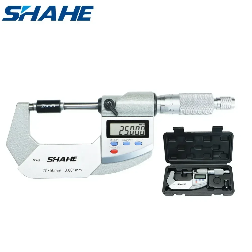 Shahe IP65 Waterproof 25-50 mm Outside Micrometer Electronic 0.001 mm Micron Outside Micrometer Caliper Gauge