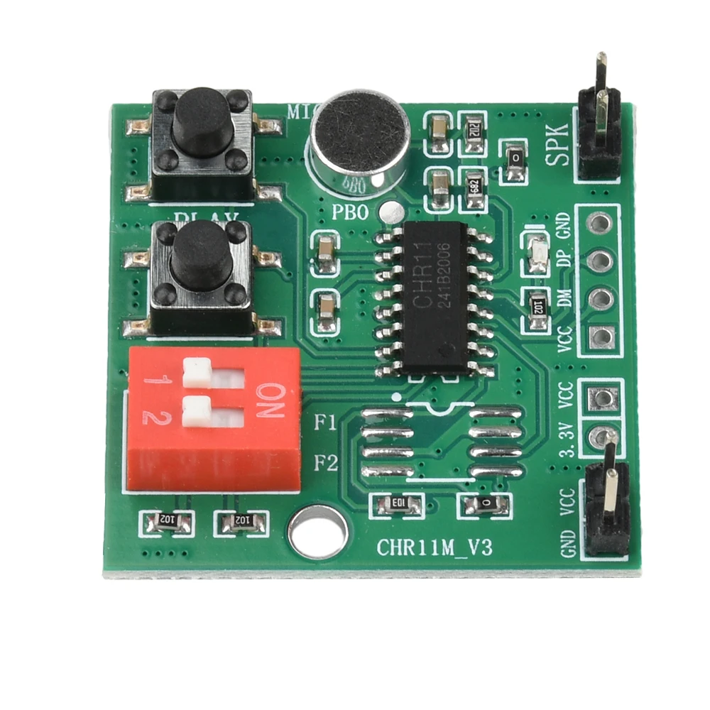 CHR11M DC 2-5,2V 35-Sekunden-Tasten-Aufnahmemodul Spielzeug-Aufnahmebox Unterstützt Externes FLASH 2-Positionen-DIP-Schalter – Detail 9