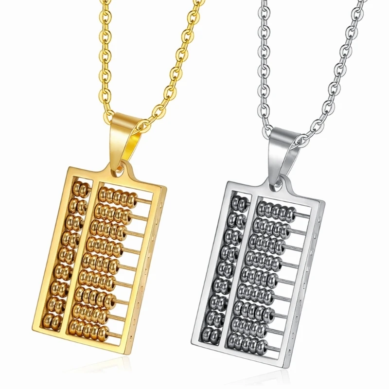 Unique Stainless Steel Abacus Necklace Pendnat Accessory for Simple Calculations Special Gifts for Friend and Family