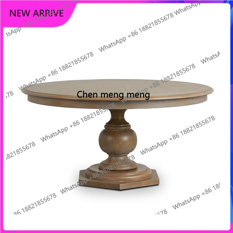 

French retro oak solid wood round dining table chair combination restaurant home American small apartment simple H