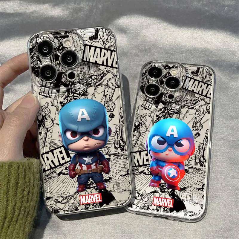 Marvel Hero Captain America For Realme10 9 C30 53 63 Narzo50 Find X5 Reno12 11 10 8 7 6 Pro Plus Transparent Space Phone Case