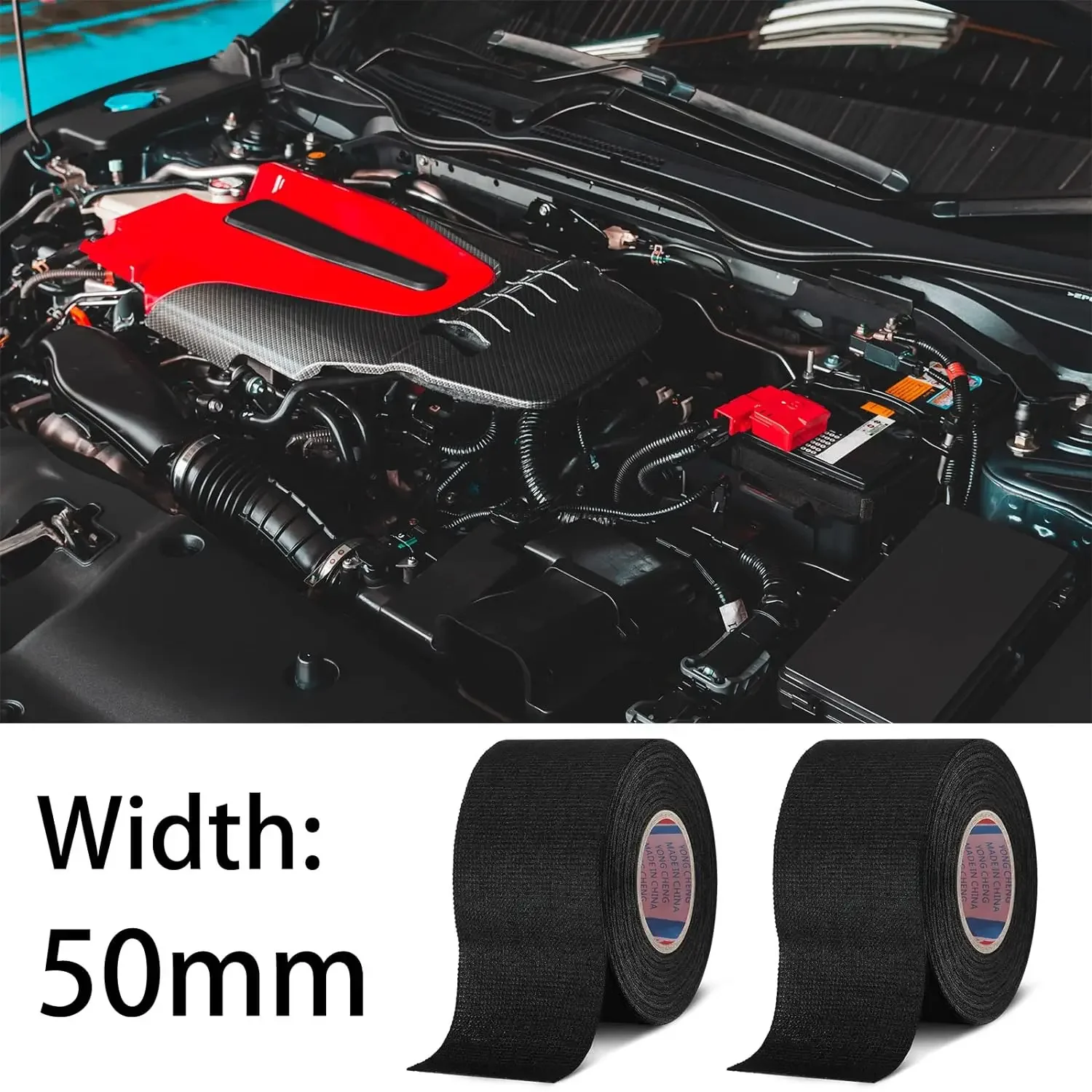 1-20PCS Automotive Wiring Harness Tape Electrical Heat-resistant Insulation Tape Automotive Electrical Line Fixing 50/15/9 Width