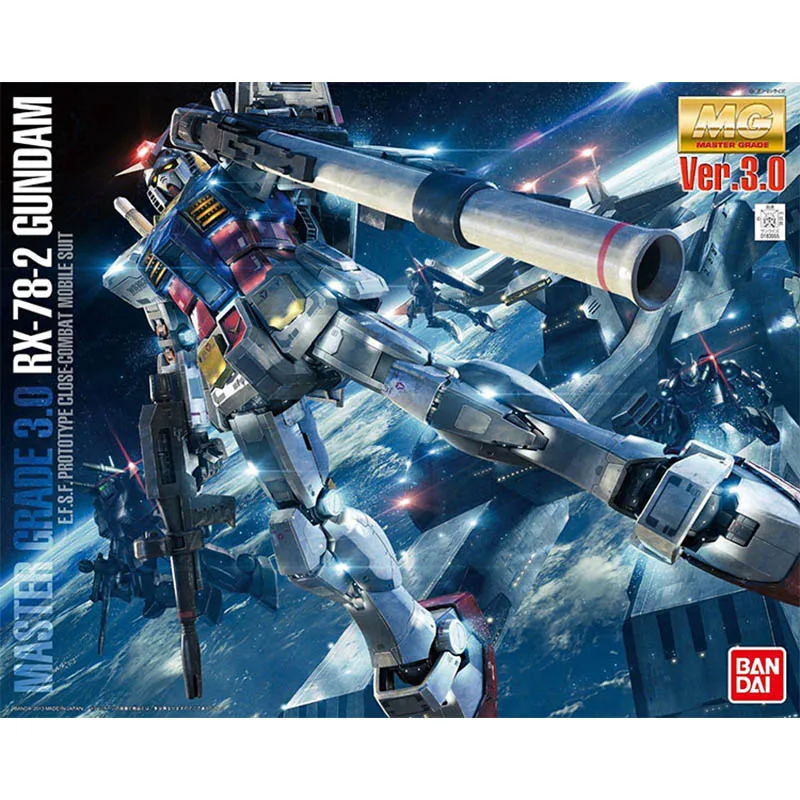 BANDAI Anime In Stock MG 1/100 RX-78-2 GUNDAM Ver.3.0 MOBOLE SUIT GUNDAM Model Kit Assembly Plastic Action Toy Figure Gift