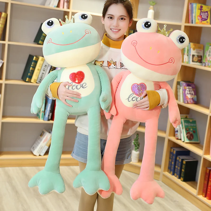 

100cm Kawaii Love Frog Stuffed Animal Plush Toy Cartoon Lovely Frog Plushie Doll Cute Soft Kids Toys for Girls Girlfriend Gifts