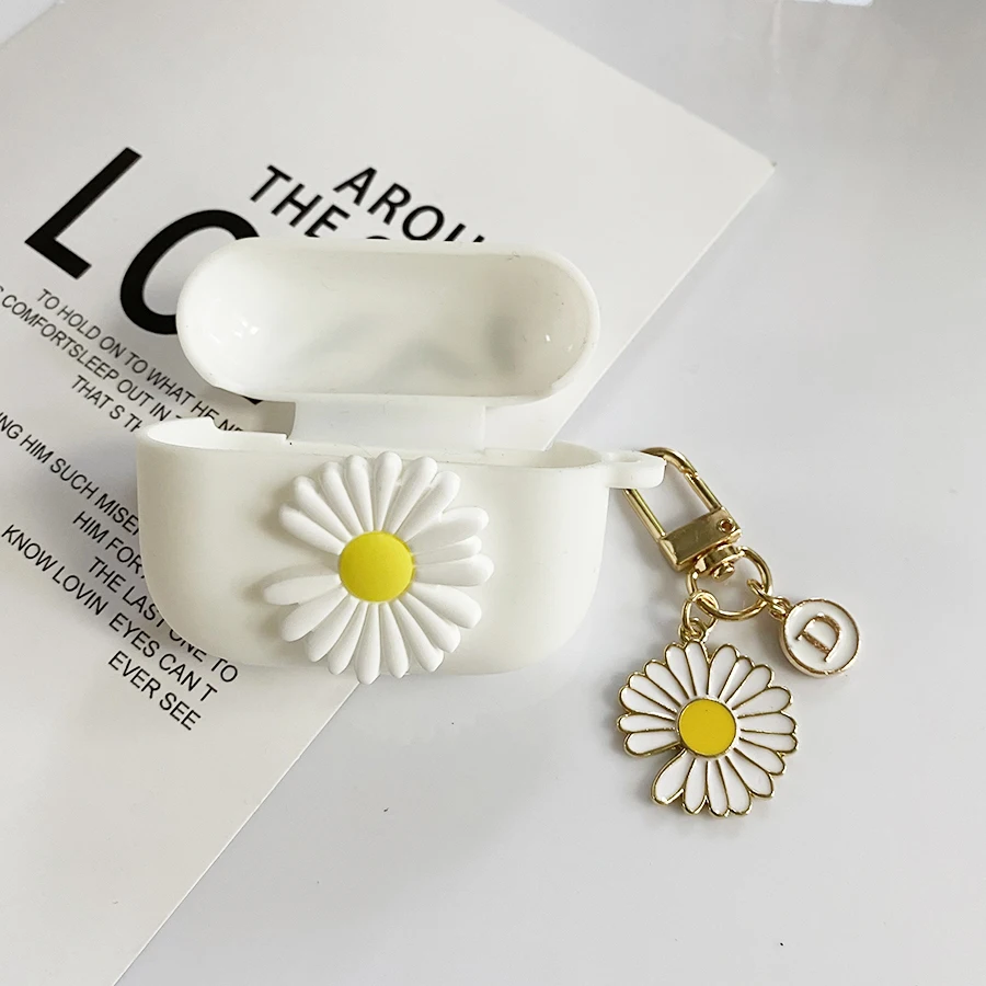 Fashion Daisy Flower Case for Realme Buds T300 case t100 Cute Silicone Earphone Cover with Keychain cover for Realme Buds t100