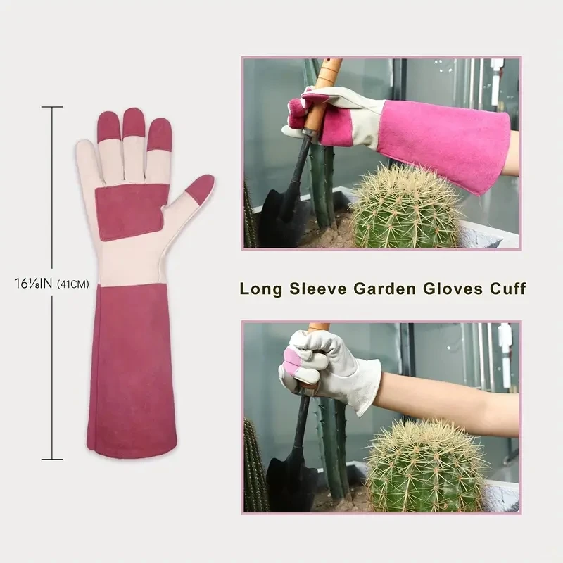 1 Pair of Long Gardening Gloves Anti Thorn and Anti Thorn Rose Trimming Gloves Genuine Leather Gloves Garden Gloves Yard Work