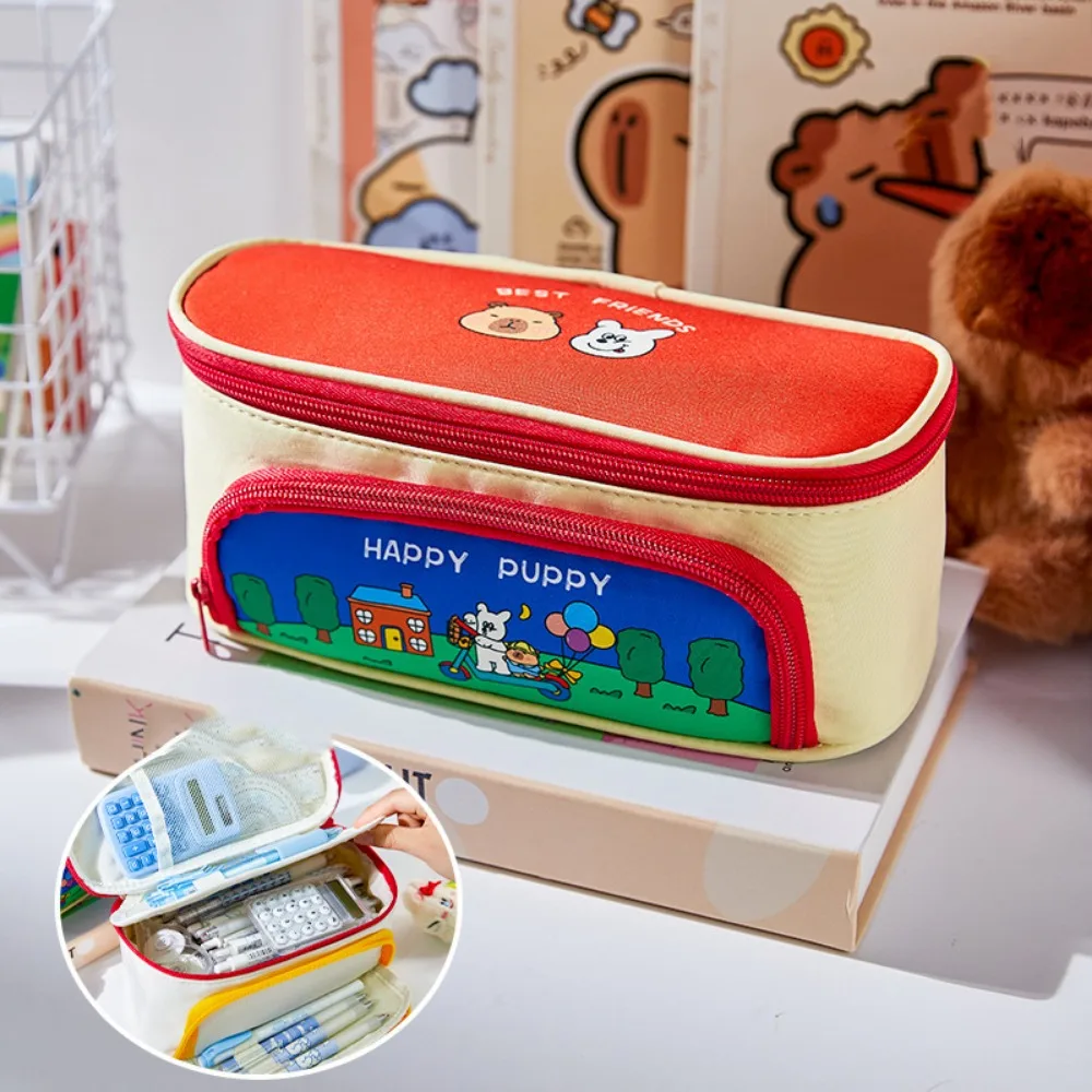 

Capybara Farm Cartoon Pencil Case Large Capacity Cosmetics Storage Stationery Storage Bag Zipper Handheld Korean Pencil Bag