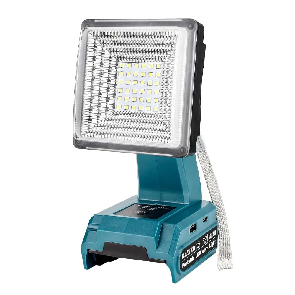 Professionelle LED-Arbeitsleuchte für Makita 18 V Li-Ionen-Akku mit USB-Ladeanschluss für Baustelle, Autoreparatur, Camping, Notfall