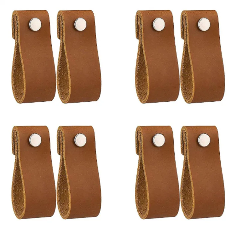 

6 шт. коричневые ручки для ящиков из искусственной кожи, ручки для шкафа, ручки для комода, замена фурнитуры для дверей шкафа, простая установка, прочный