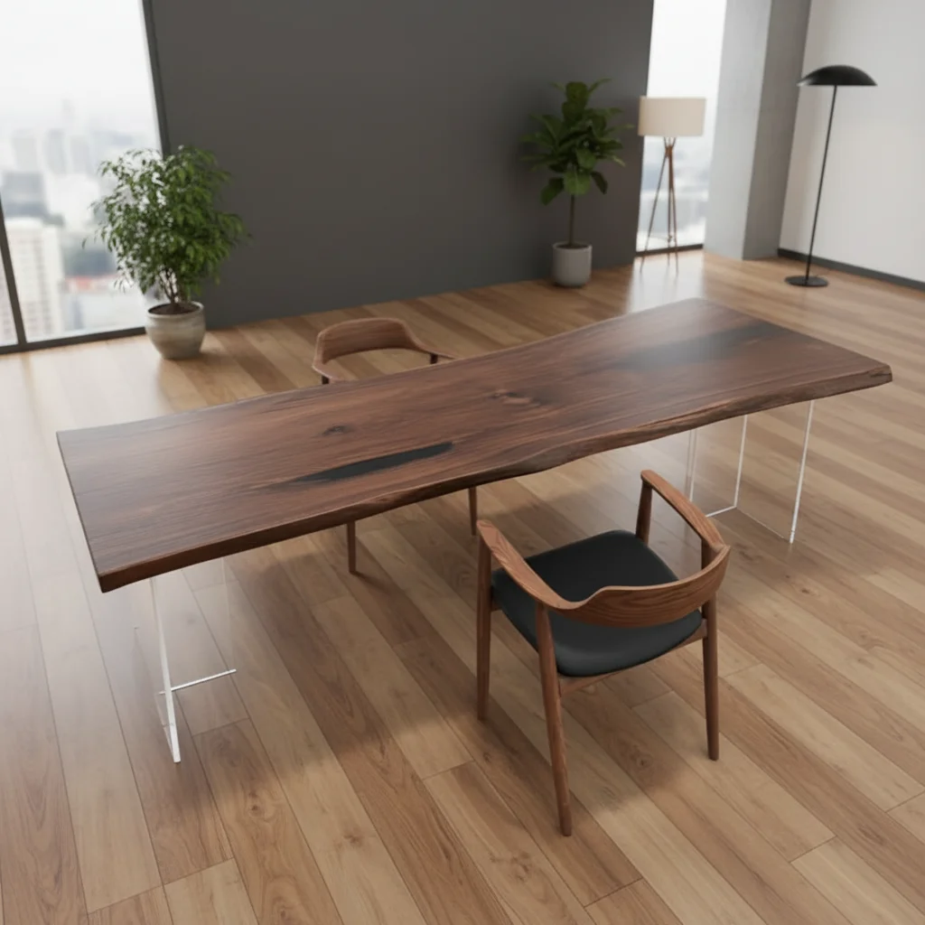 Modern Contemporary Solid Black Walnut Wood Epoxy Resin Conference Table Heavy Duty Eco-Friendly Multipurpose Office Furniture