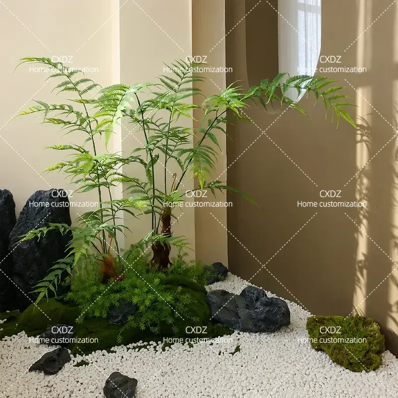 Simulation green plant Venus fern staircase corner landscaping fake green plant golden monkey fern indoor soft decoration