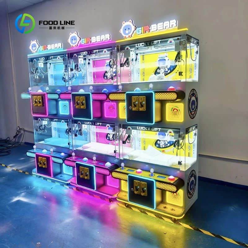 Customized 4-Player LED Claw Machine Coin-Operated Arcade Lucky Gift Plush Doll Grabbing Machine Bulk Order Discount Available