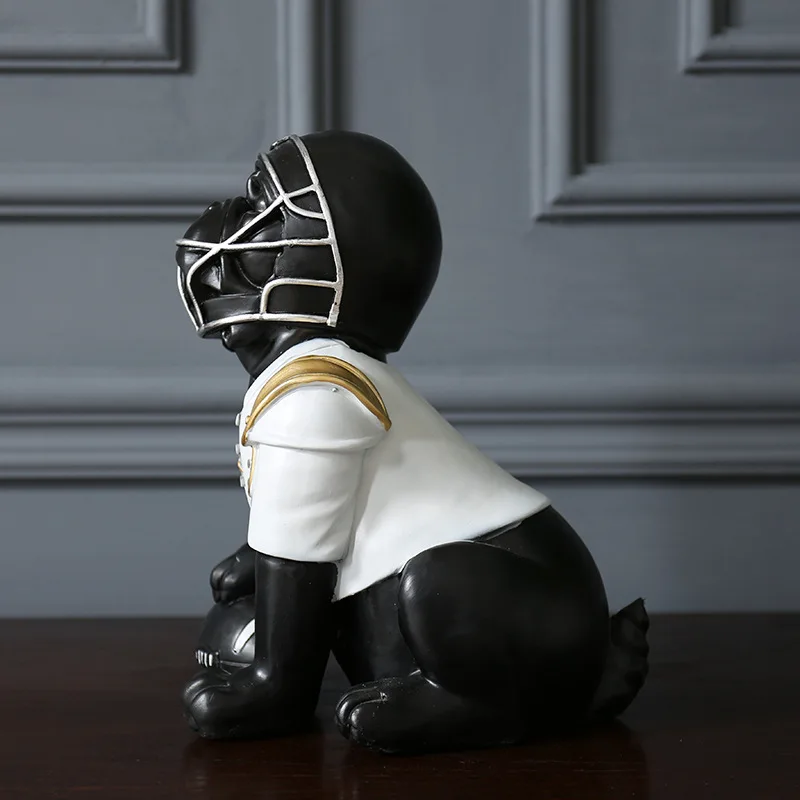 American Vintage Football Dog Figurine Creative Decor for Living Room Entryway Model Home TV Stand Wine Cabinet Kids Room